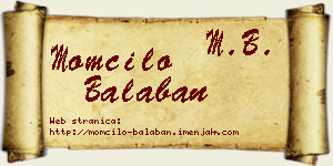 Momčilo Balaban vizit kartica